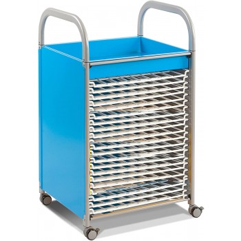 Gratnells Art Storage Trolley with trays and drying racks (cyan with racks)